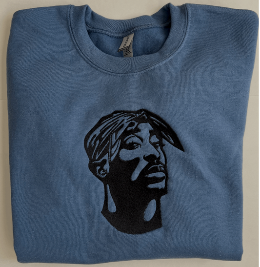 2PAC  -Embroidered Crew Neck Sweat Shirt