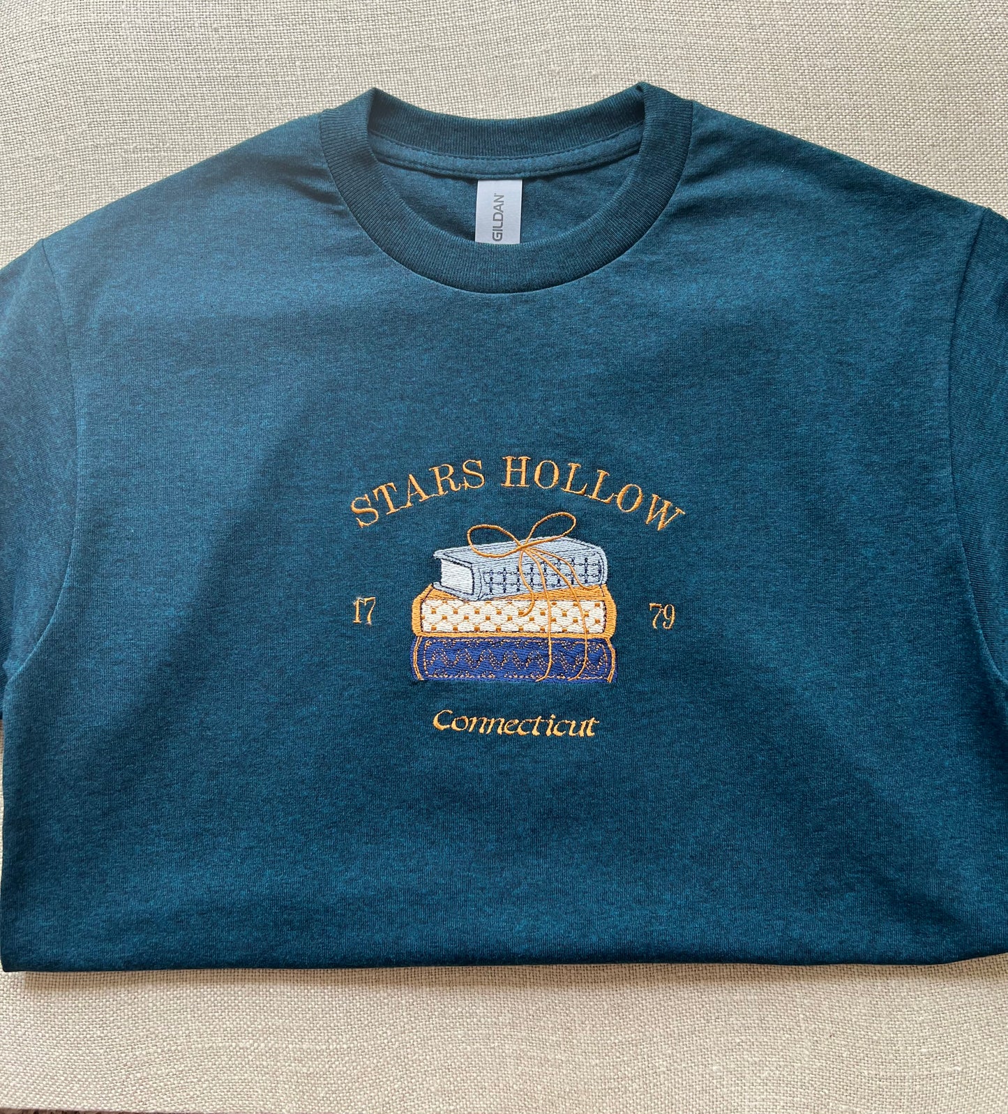 RTS~Connecticut Stars Hollow Books-Embroidered T- Shirt