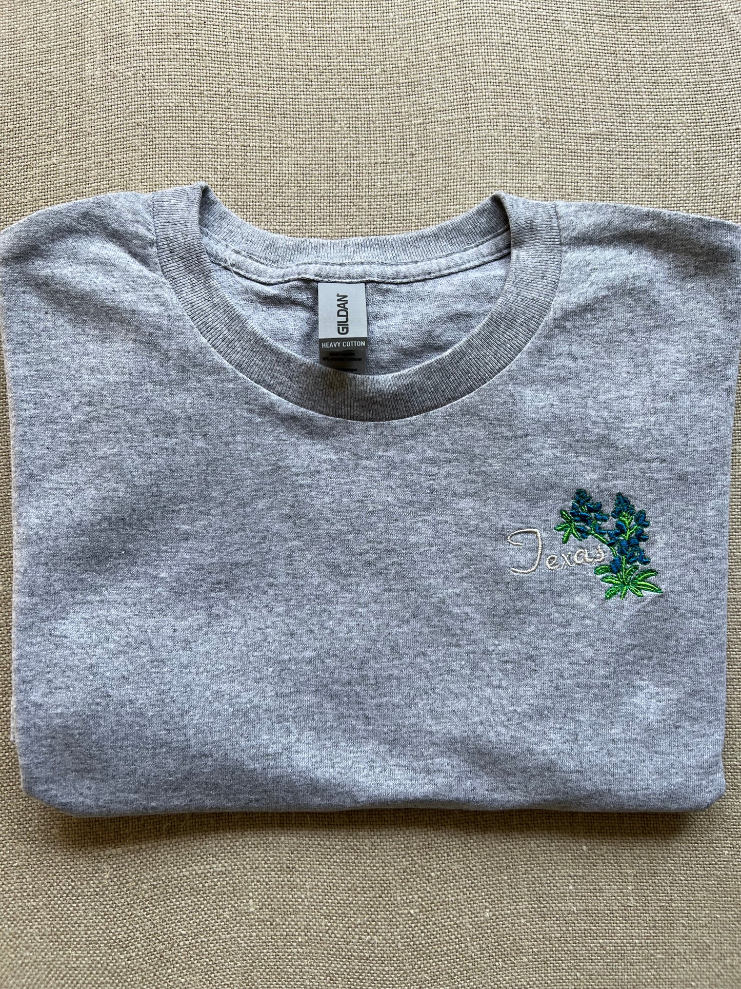 Inspired Blue Bonnet Texas Flower ~Embroidered T- Shirt