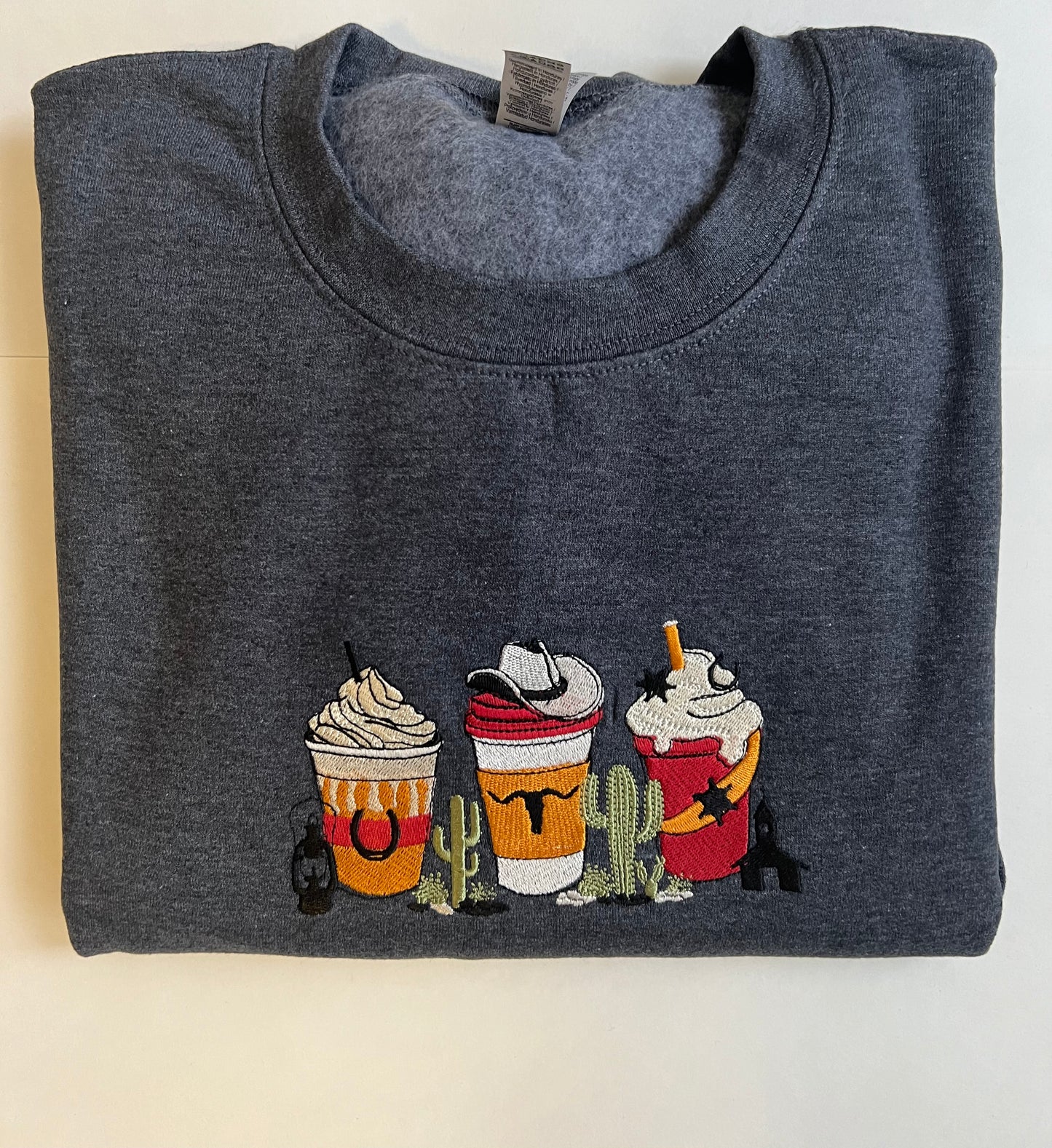 RTS~Western Holiday Drinks ~ Embroidered Crew Neck Sweat Shirt