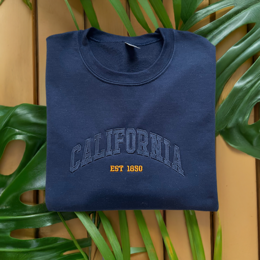 Inspired 1850 California   -Embroidered Crew Neck Sweat Shirt